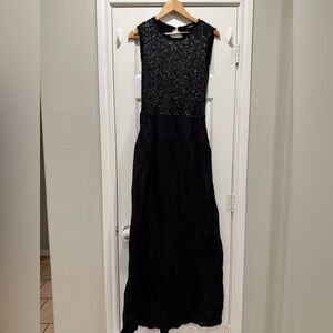 Osklen Maxi Dress Women’s Small Dark Grey Sequin Top Open Back Elegant Pockets